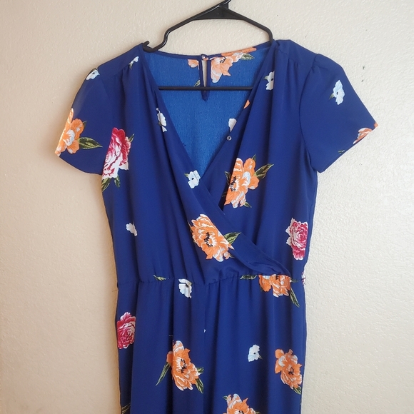 Tillys Blue Floral Boho Peasant Jumpsuit - Picture 3 of 5